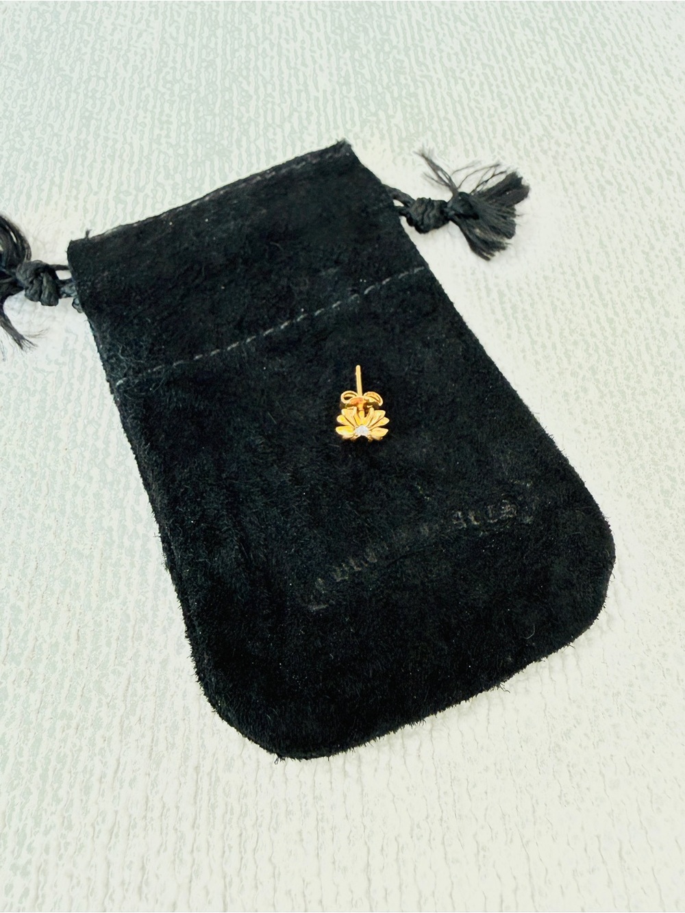 Chrome Hearts 22K Yellow Gold Tiny Plus Cross Earring Single Natural Diamond